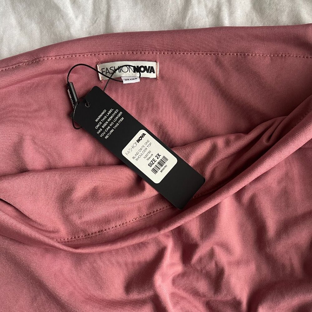 NWT One Shoulder Top Mauve Ruched Crop Top - Picture 5 of 5